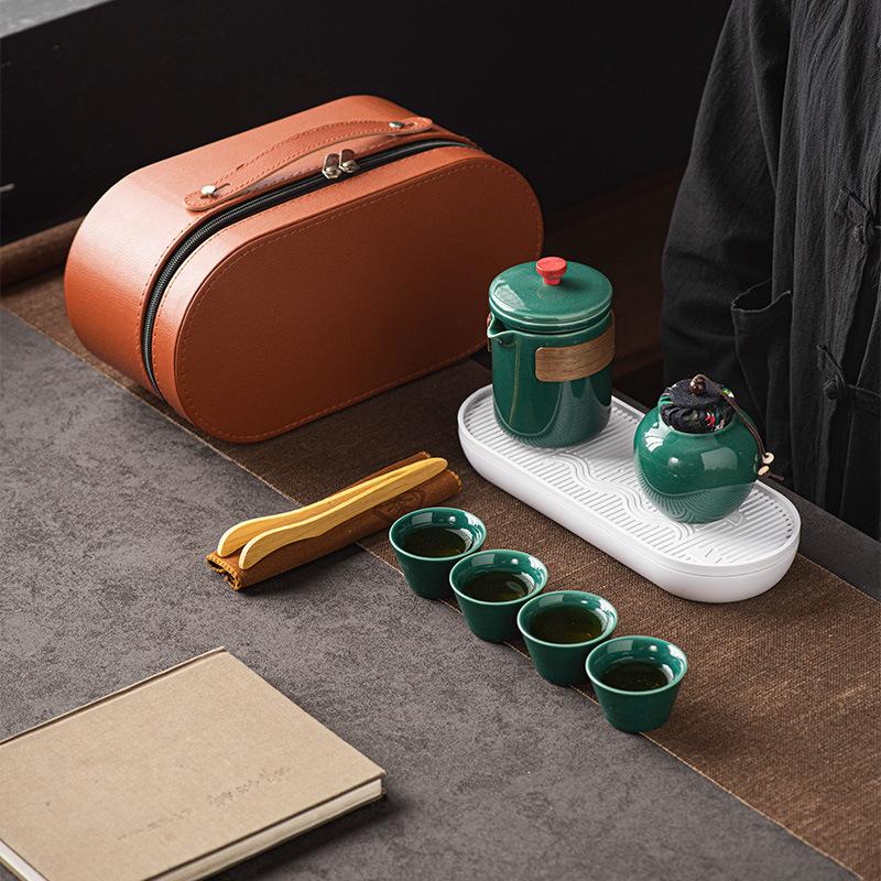 Travel tea set Portable celadon Kung Fu tea set Outdoor Ge kiln teapot camping Kuaike Cup Company
