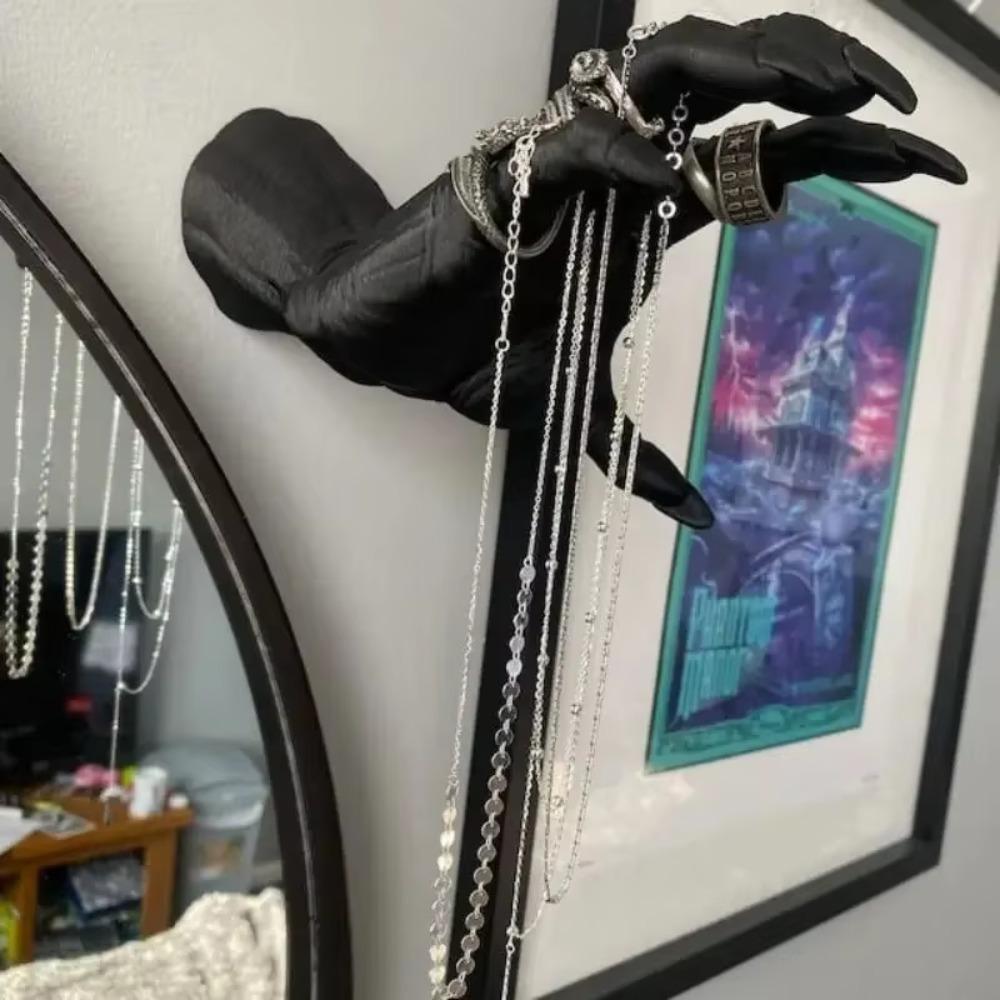 3Pcs with Candle Halloween Life-Sized Hands Decoration Black Ghost Hand Storage Hook  Table