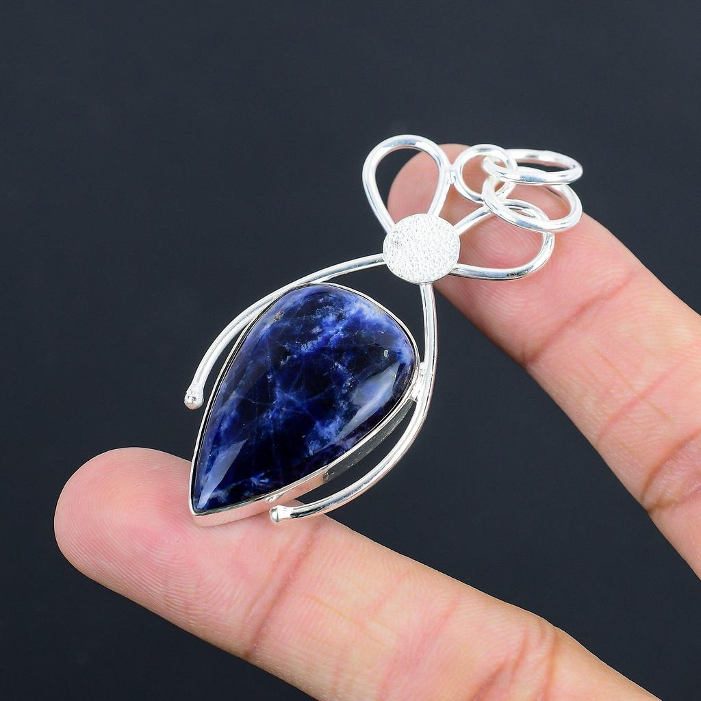 Sodalite Stone Sister Engagement Boho Birthday Unique Pendant Jewelry 925 Silver