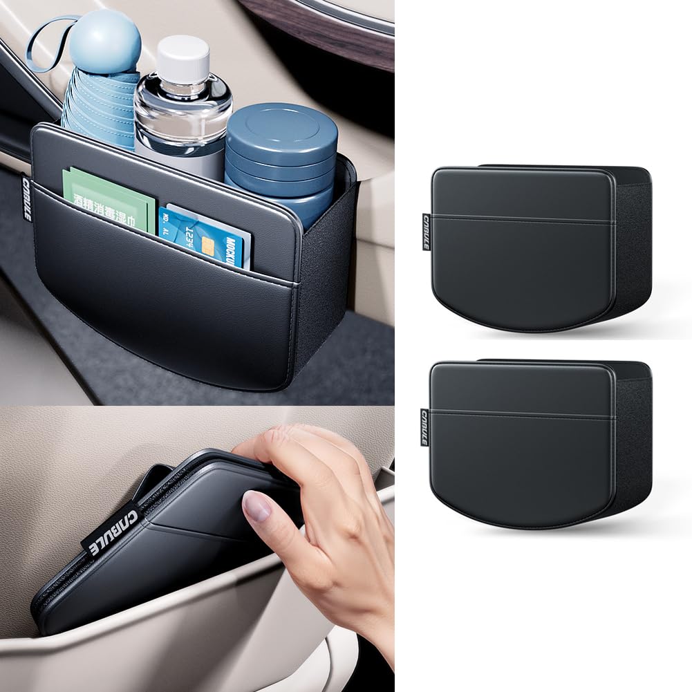 

DURASIKO Автомобильный органайзер для хранения, для мобильного телефона, автомобильная урна, простая установка, с держателем для мобильного телефона, ПУ, автомобильный набор, карман, складной, многофункциональный, для хранения, компактный, банка, чёрный