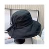 (Black) Women Fisherman Hat Japanese Style Anti-UV Drawstring Adjustable Head Circumstance Sun Hat Daily Headwear