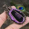 Pink Dendritic Handmade Copper Wire Wrap Jewelry Pendant 2.84 q8B47