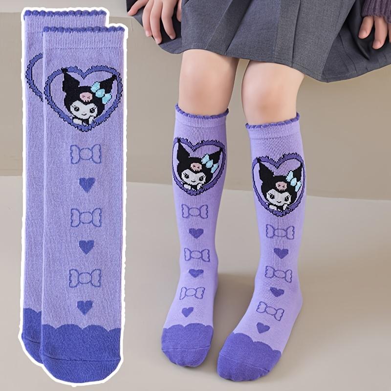Girls Stockings Cartoon Cute Pink Purple Warm Breathable Comfortable Soft Spring Autumn Winter School Daily Wear