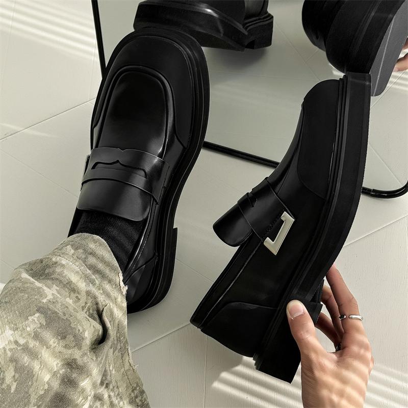 Men's Genuine Leather Slip-On Loafers, Classic Black Casual Shoes for Business & Daily Wear, Unisex Comfortable Footwear Size 36