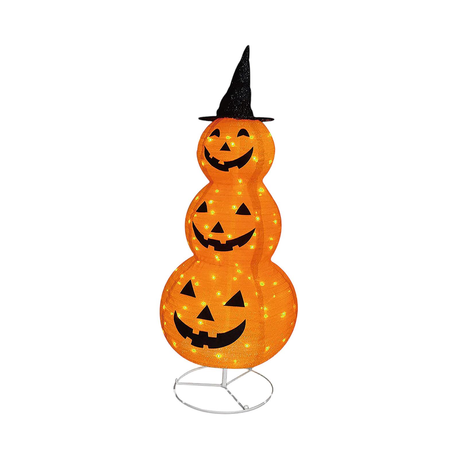

Light Up Stacked Halloween Pumpkin Decoration With Hat One Size