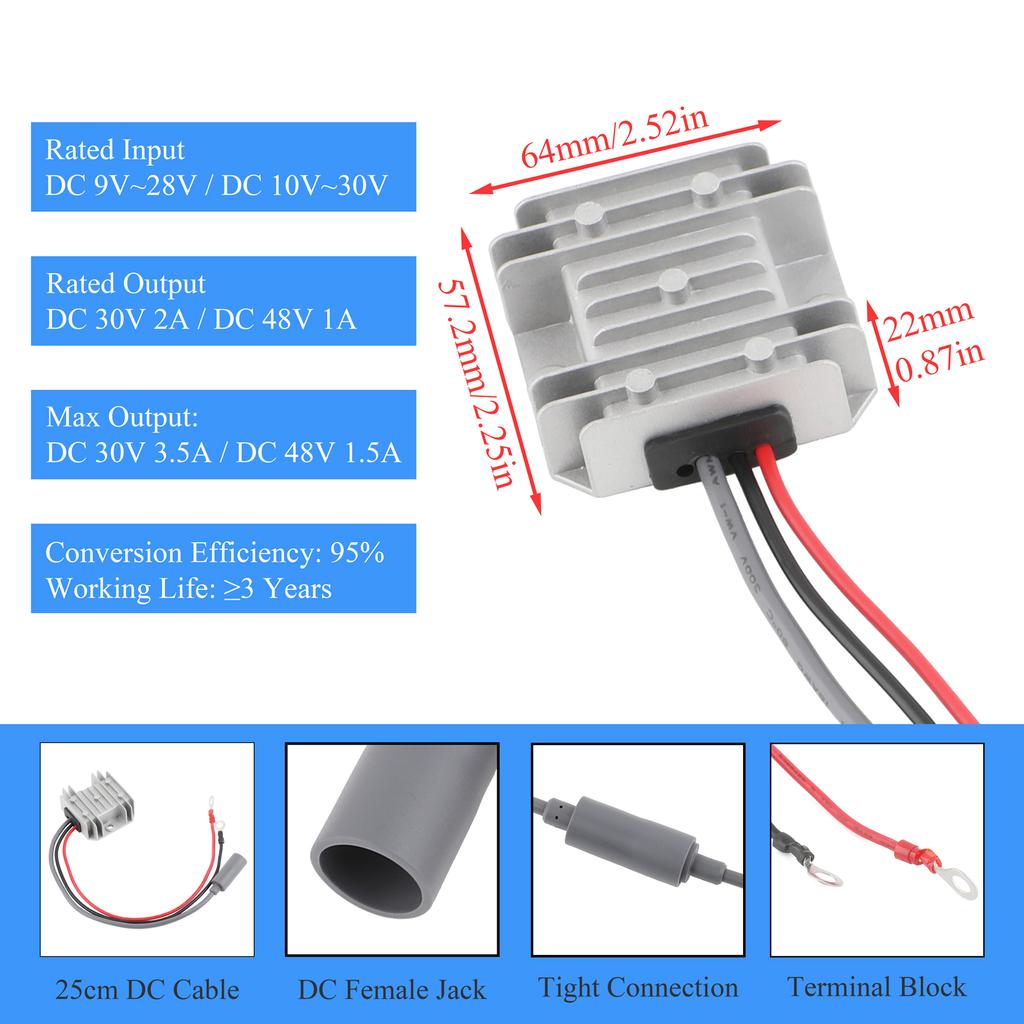 1PCS For Starlink MINI DC power boost converter 12V/24V to 30V 3.5A/ 48V 1.5A with terminal block to DC female