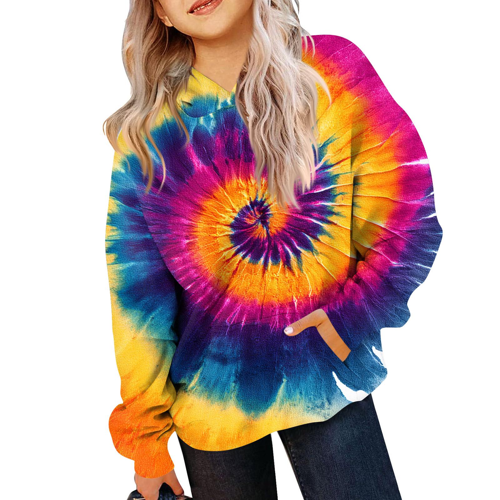 

Girls Hooded Tie-Dye Sweatshirt - Pullover Print Top 110