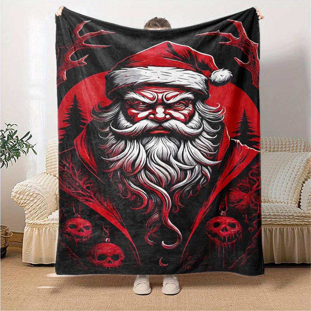 1pc Santa Claus, Gothic Throw Blanket Soft Flannel, Cozy All Season Polyester Perfect for Home, Office