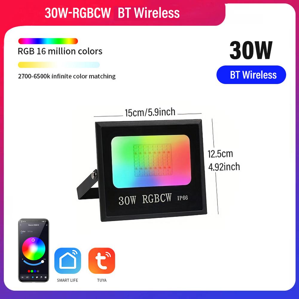 

Уличный интеллектуальный прожектор RGBCW с 16 миллионами цветов, регулируемой цветовой температурой, возможностью подключения по Wi-Fi и беспроводной связи для патио