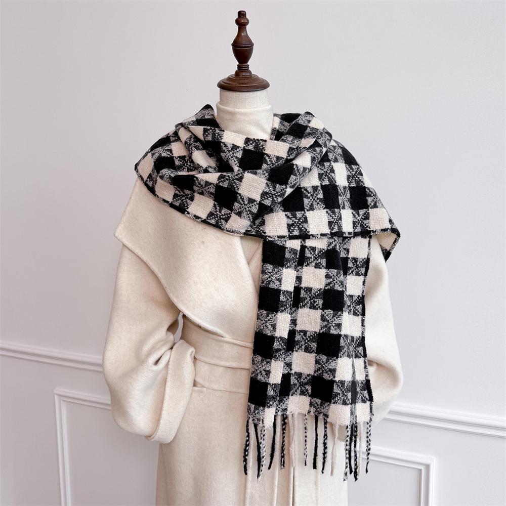 Women Lattice Imitation Cashmere Scarf Autumn And Winter Thick Fashion Warm Wild Scarf Shawl Tassel Scarves Bufanda Blanket