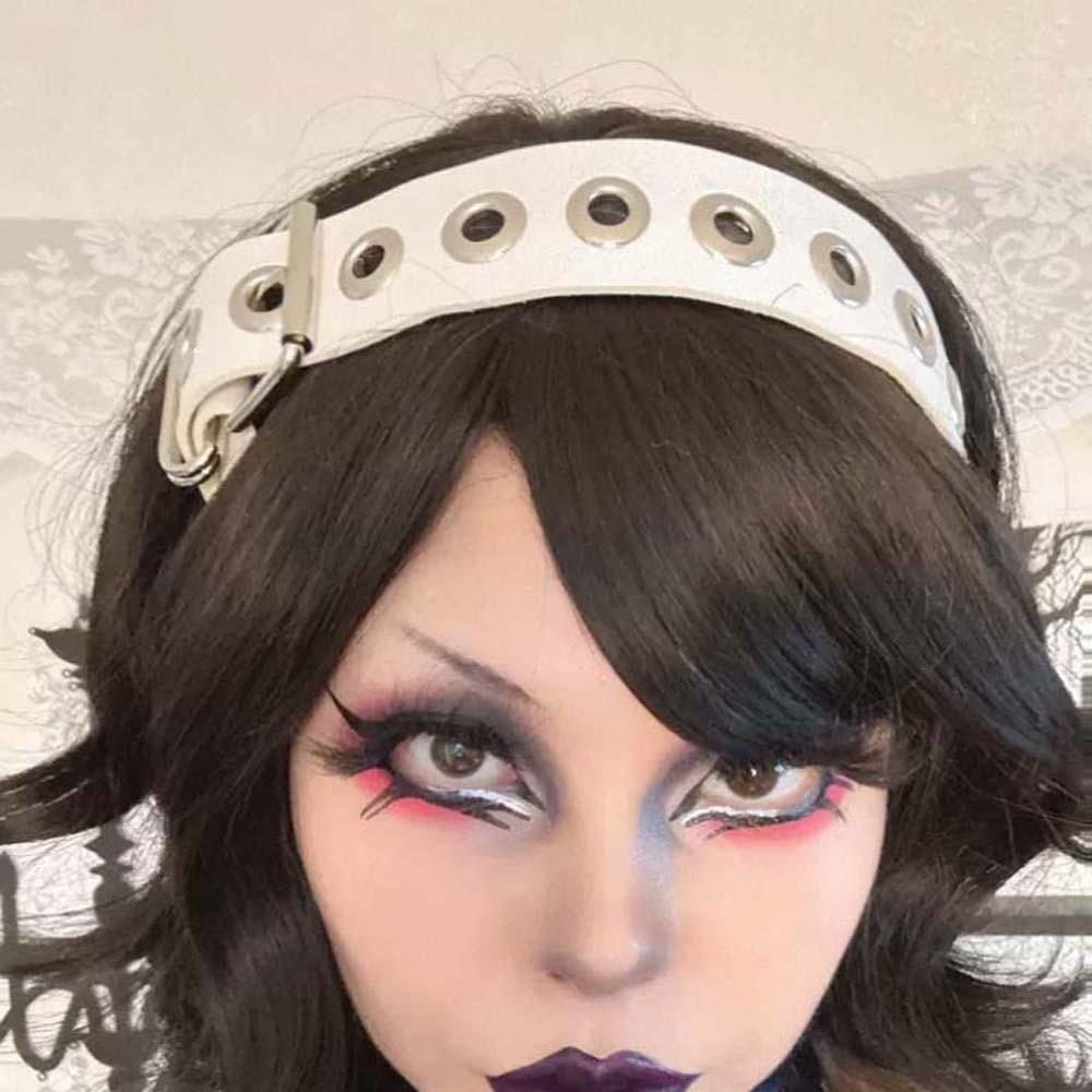 Rock-inspired Steampunk Hair Hoop Y2K Leather Buckle Hairband Metal Punk Rivet Headband Cosplay
