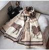 400g Retro Ethnic Bluebird Scarf: Women's Winter Warm Neck Warmer, High-End Imitation Cashmere Shawl.