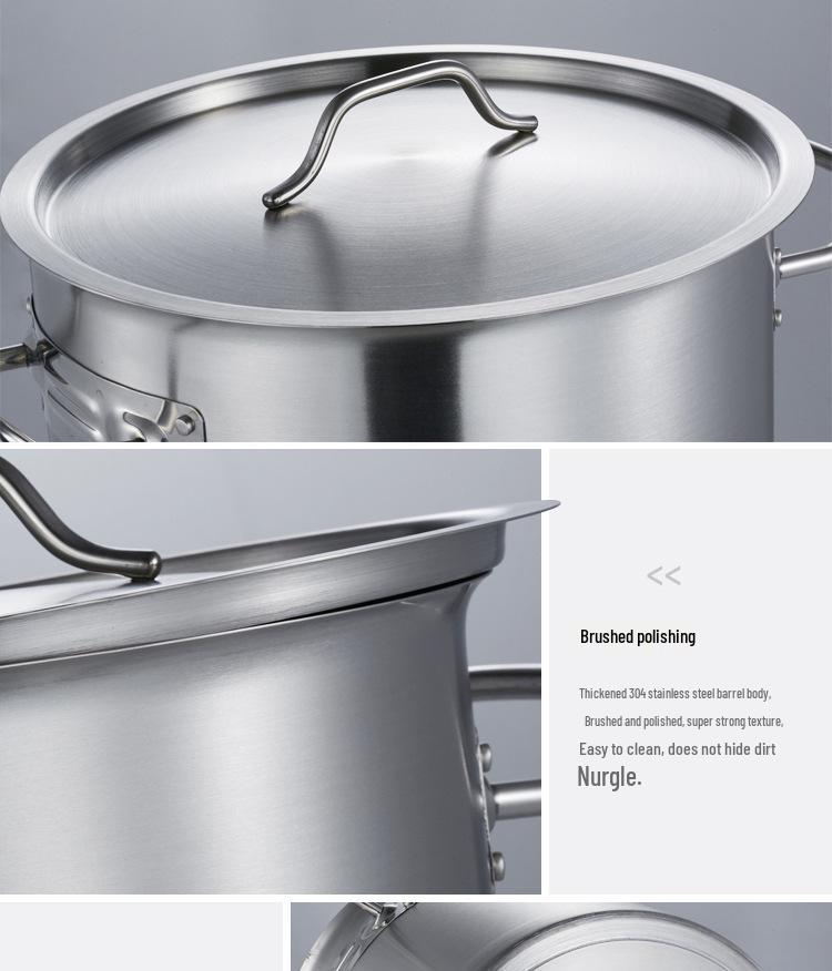 Premium Thickened Stainless Steel Stockpot with Compound Bottom, Sandblasted Finish for Commercial Use