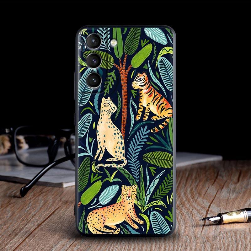 Original Jungle Animal Sloth Leopard Print Cases For Galaxy S24 Ultra Funda Samsung S21 S23 FE S20 S22 Ultra S10 Plus Soft Cover