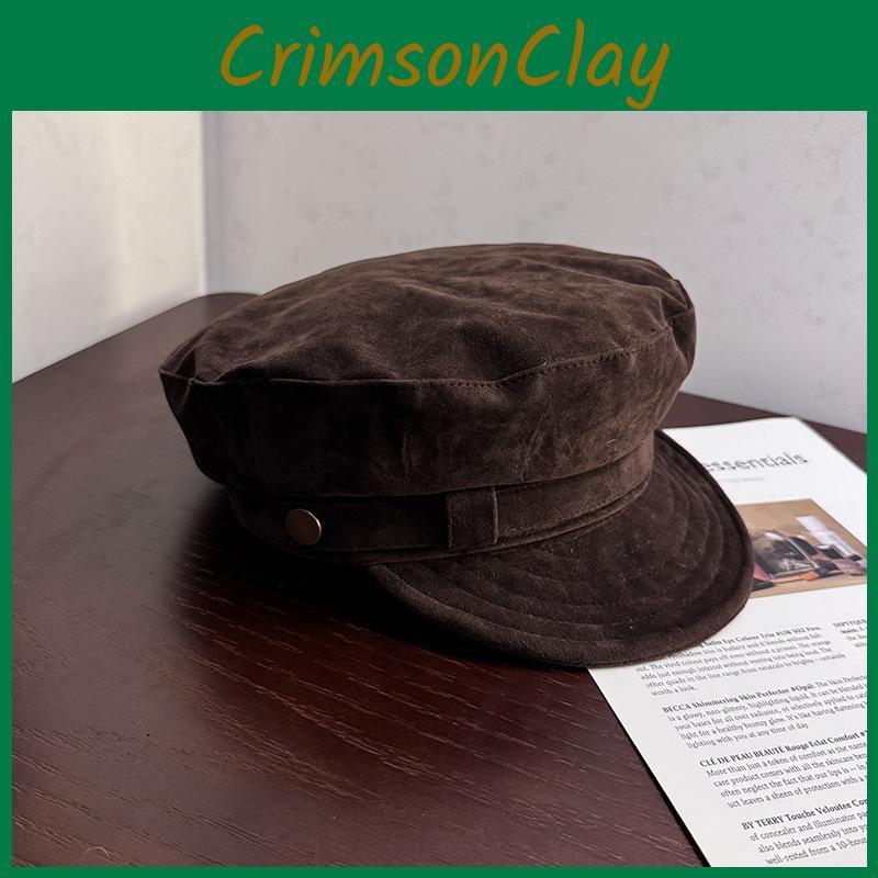 Withsuede Beret Vintage Fabric And Solid Color For Art And Fashion Lovers