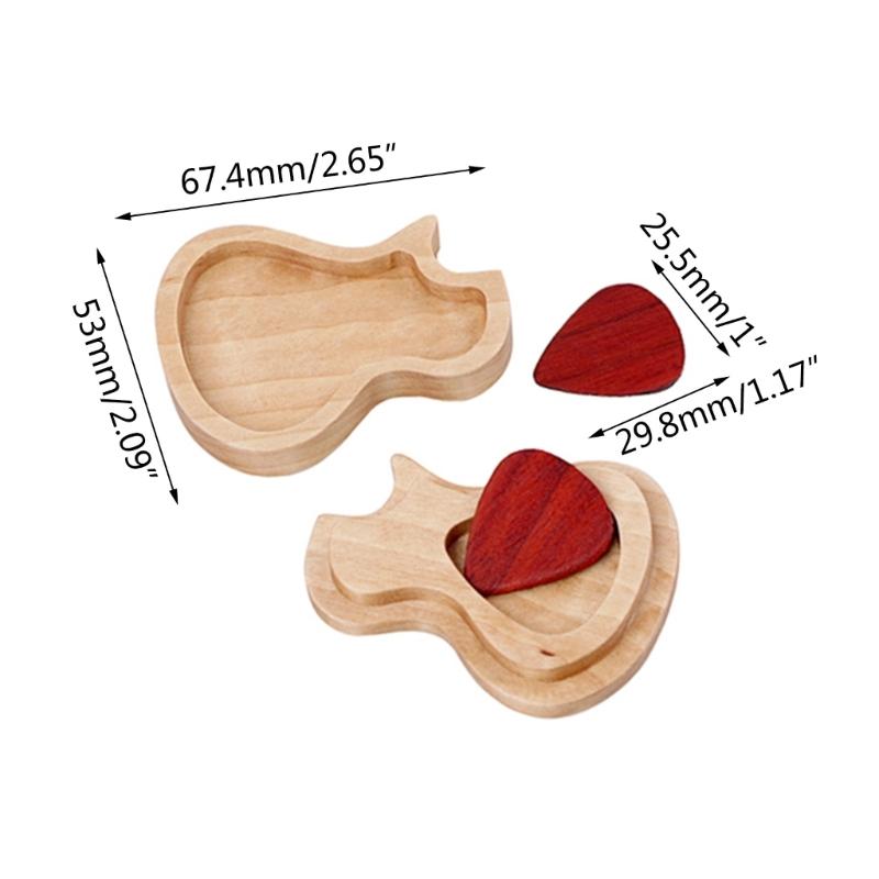 Mini Wooden Pick Storage Box Lightweight Guitar Plectrums Cases with Guitar Pick