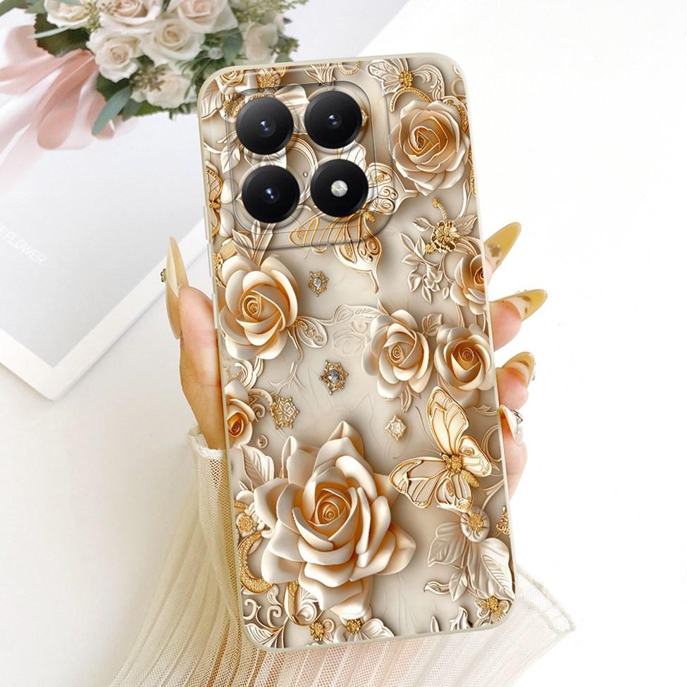 Casing For Xiaomi 15T 5G Cover Silicone Luxury Fashion Flowers Kawaii Cute Painted Shockproof Phone Case 25069PTEBG