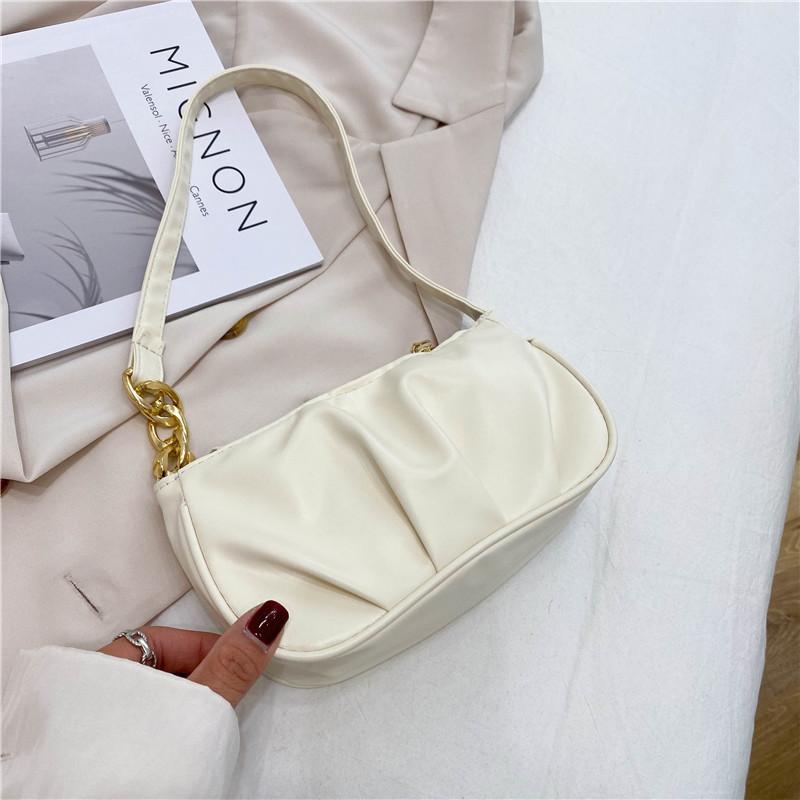 Solid Color Pleated Cloud Armpit Bag Fashionable Women's Handbag New Design Chain Shoulder Armpit Bag Women's Shoulder Bag
