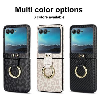 Modische Leder-Ringhülle mit Leopardenmuster für Motorola MOTO Razr 40 Ultra Razr40 Slim Cover Fundas