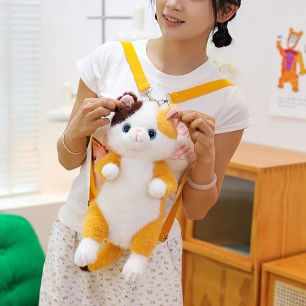 Soft Stuffed Animal Daypack Lovable Simulation Cat Bag Fashion Cat Plush Backpack  Kids