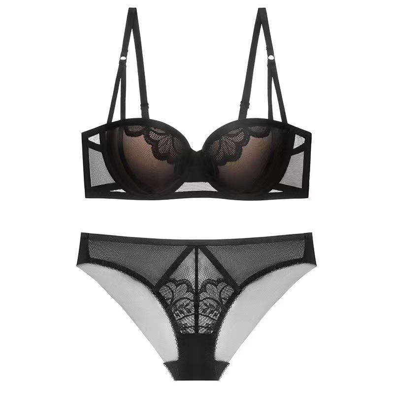 European & American Lace Push-Up Bra Set: Enhance Small Chests, Side Support Uplift, Anti-Sagging Design