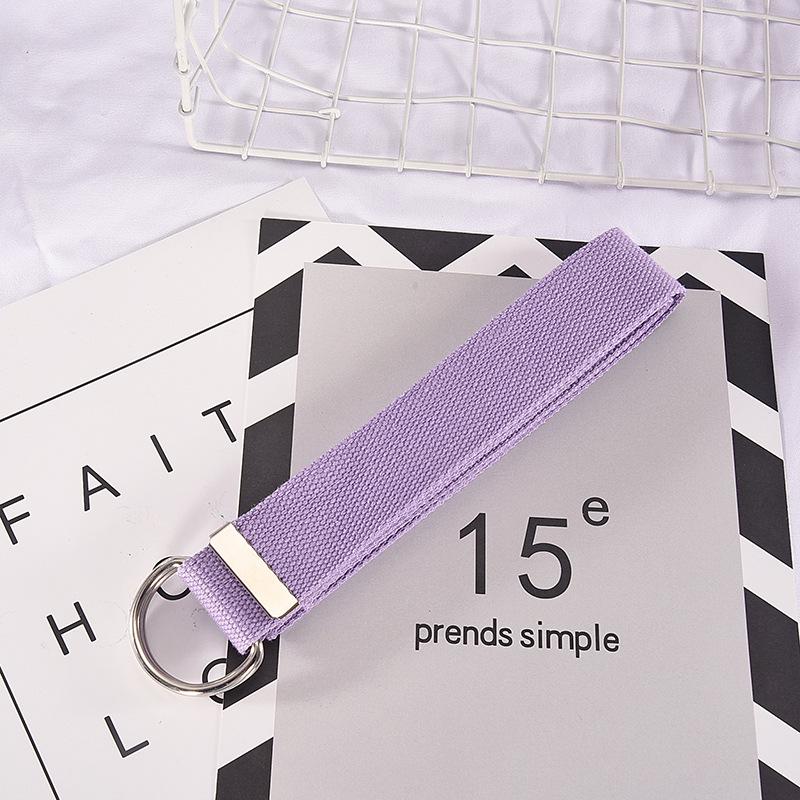 

Ремень унисекс из холщовой ткани с двумя кольцами для молодежи - стильный, универсальный и модный однотонный аксессуар 110cm x 3.0cm фиолетовый