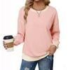Women's Fashionable Round-Neck Wool Blend Long-Sleeve Color-Blocked Oversized Top
