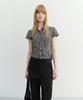 Deonseuteu Vintage Cap Sleeve Slim Shirt_Udsh6B222_Black Check