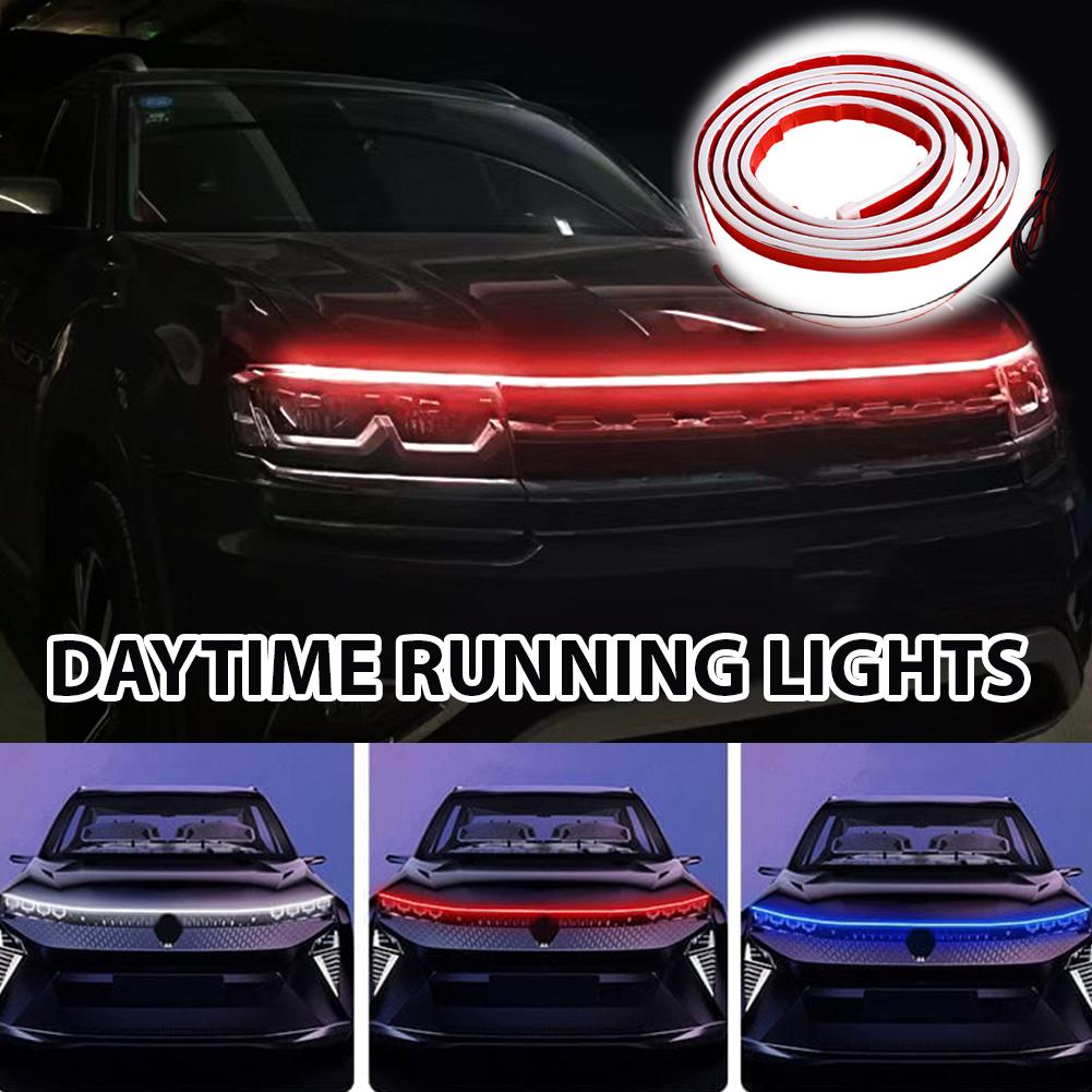 Scan Starting LED Car Hood Light Daytime Running Light Universal Flexible Dynamic Car DRL 12V Ambient Decorative Light Strip