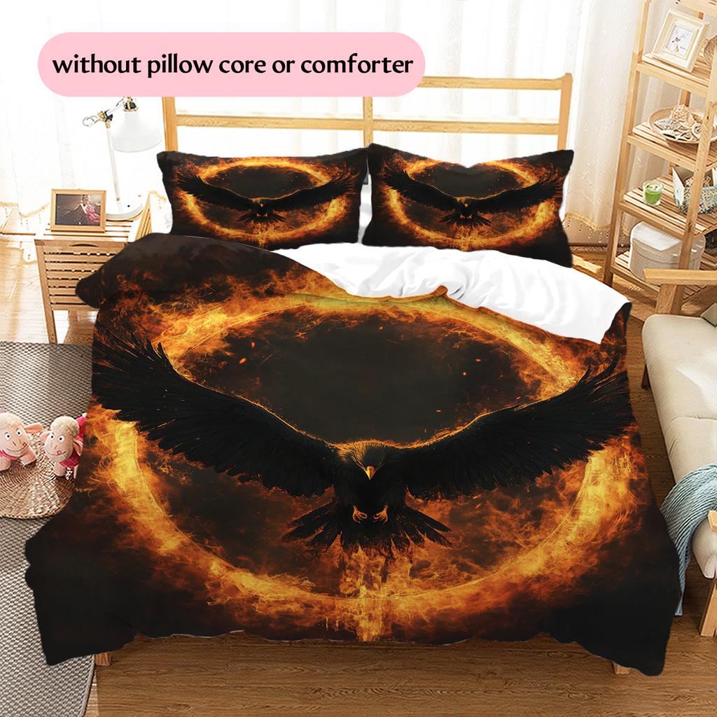Flash eagle Pattern Bedding Quilt Set Quilt Cover Pillowcase Home Decoration Gift (1 * duvet cover + 2 * pillowcase, without core)