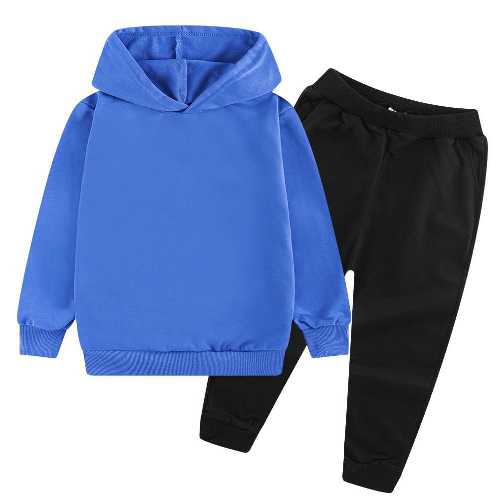Solid Color Fashion Casual Children's Hoodie Sweatshirt Set for Autumn and Winter
