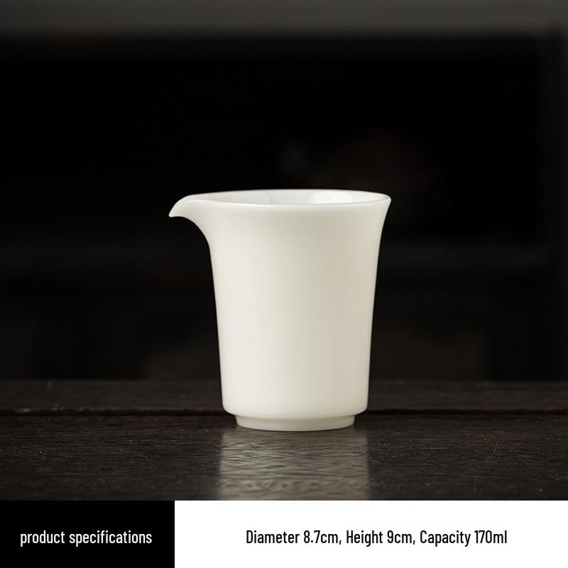 

Raw Jade White Porcelain Mutton Fat Jade Gong Dao Bei Tea Set Separator