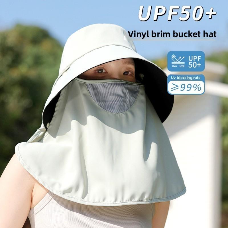 Sun Protection Cap With Neck Cover For Women Autumn Sun Shield Adjustable Wide Brim Fishing Hat