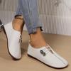 Kadın Hakiki Deri Bayan Nefes Alabilir Yaz Ayakkabıları Kadın Düz Ayakkabılar Slip-On Loafer'lar Yuvarlak Burun Yumuşak Düz Ayakkabılar Günlük