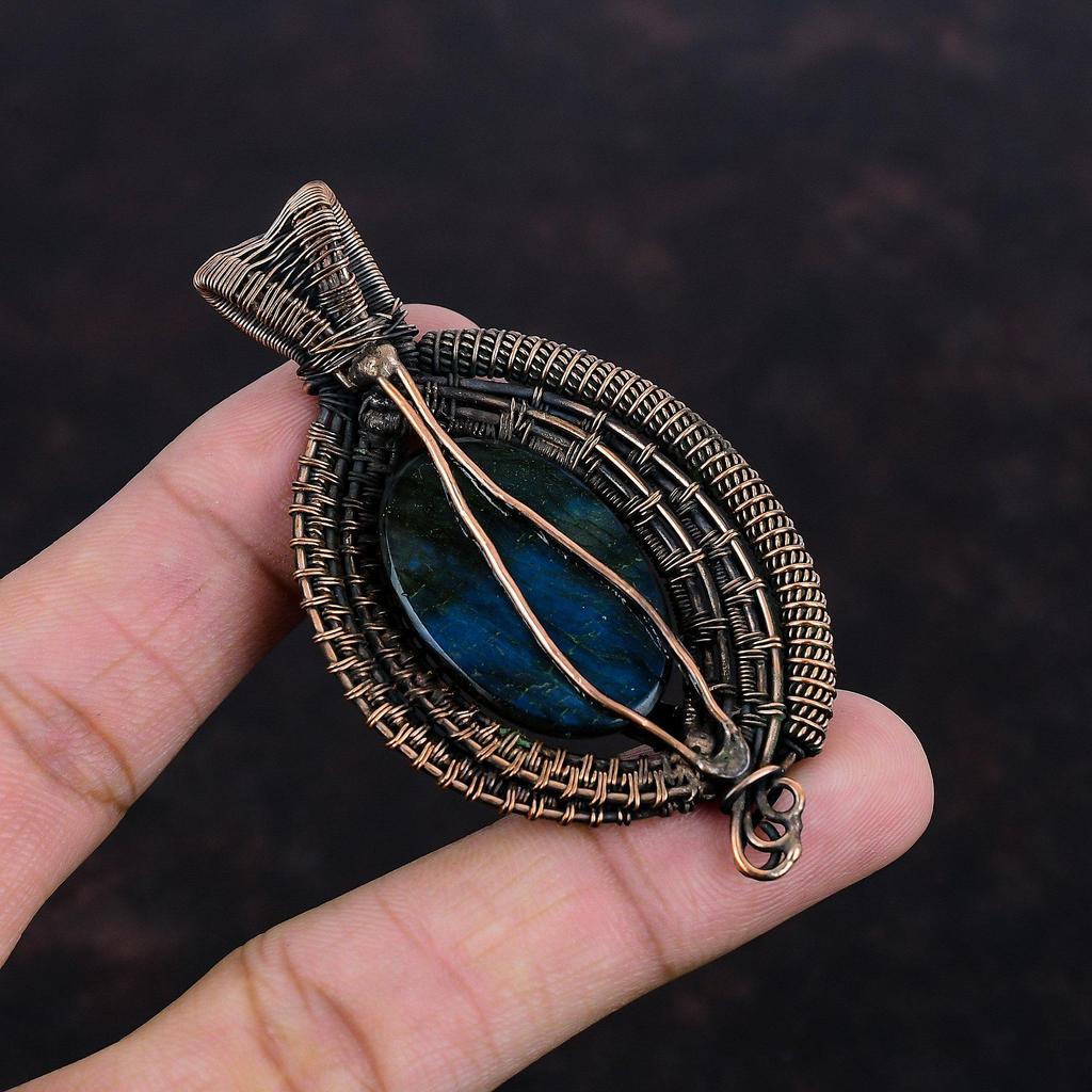 Labradorite Pendant Copper Wire Wrapped Pendant Handmade Pendant Copper Jewelry Designer Pendant Gifts For Her Wire Wrapped Gemstone Jewelry