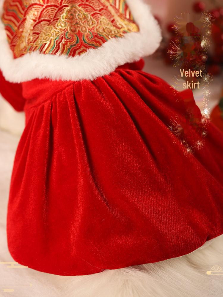 Festive Winter Cat & Dog Outfit: Warm Kitten Skirt for Autumn & New Year