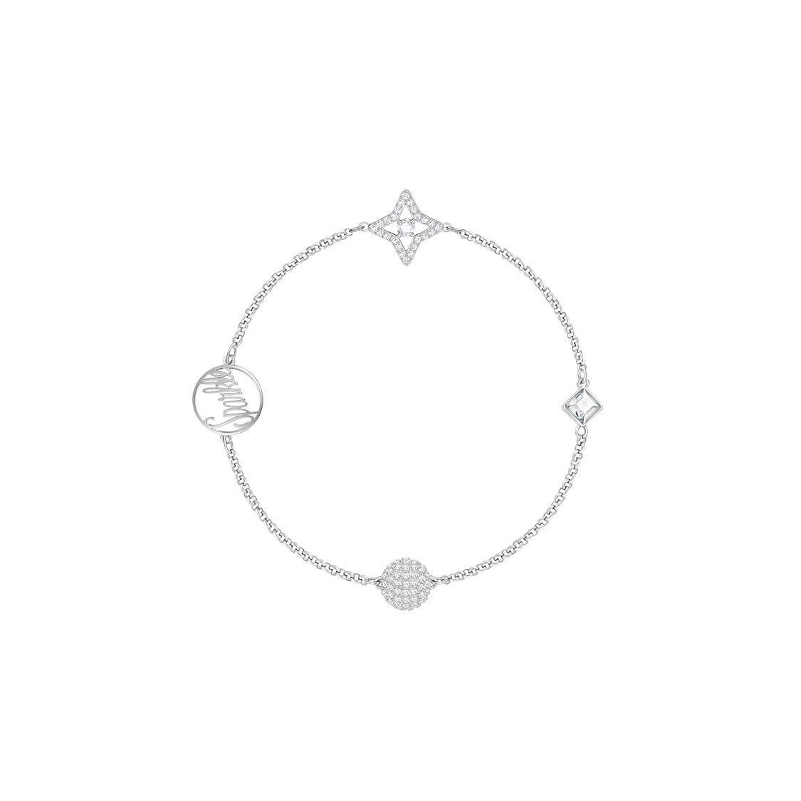 Swarovski Remix Shining Star Invisible Magnetic Clasp Bracelet Women bracelet Silver 5365752 Box (Random Color),M