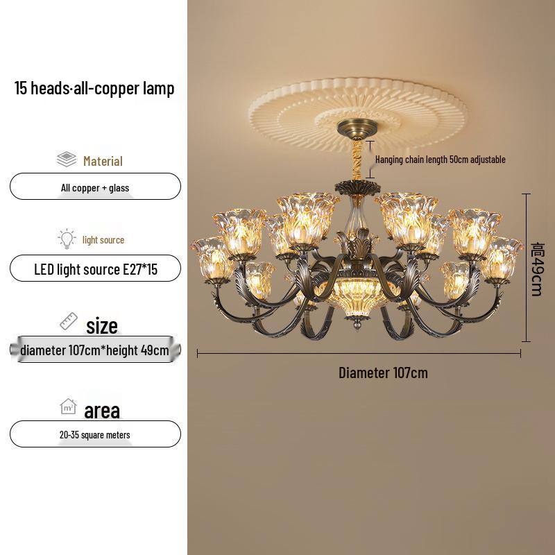 Modern Minimalist Copper Chandelier for Living Room, Restaurant, and Bedroom