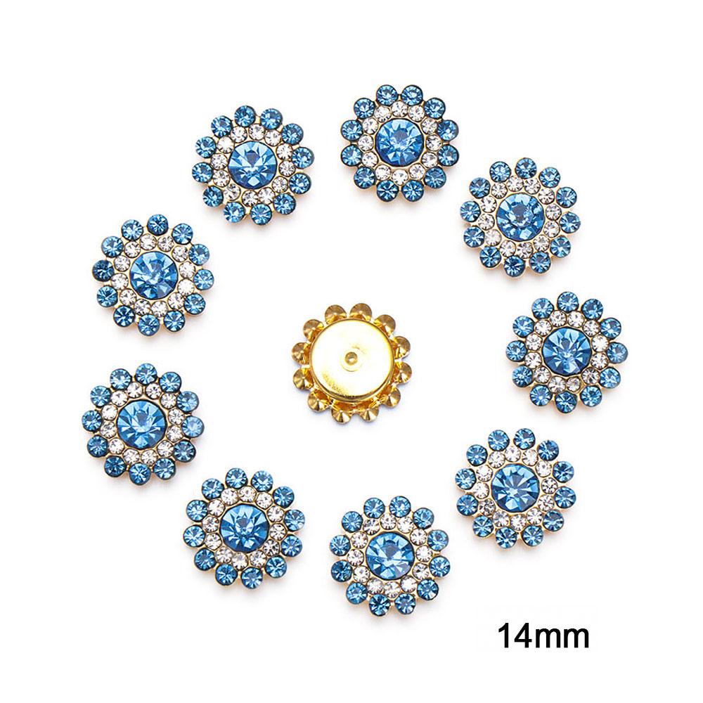 10PCS 16mm Rhinestone Snowflake Buttons DIY Craft Flatback Plating Pearl Buckle Clothing Decoration Hairpin Accessories