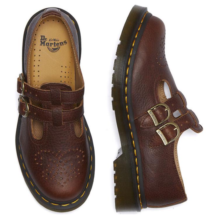 Dr. Martens Kožené Módní Pohodlné Boty Mary Jane Dámské boty Červenohnědé 32005253