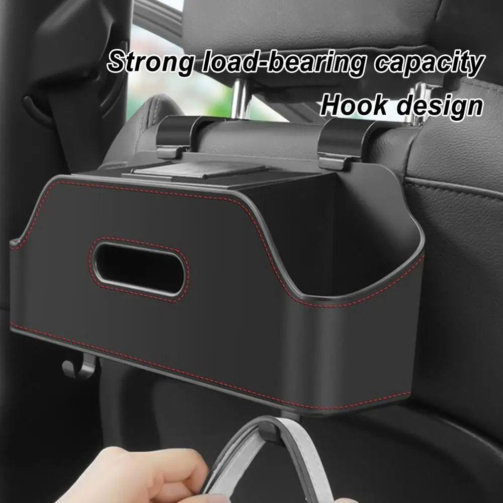 1Pcs Auto Interior Storage Car Tissue Box Holder with 2 Cup Holders Headrest Hooks  Car Accessories