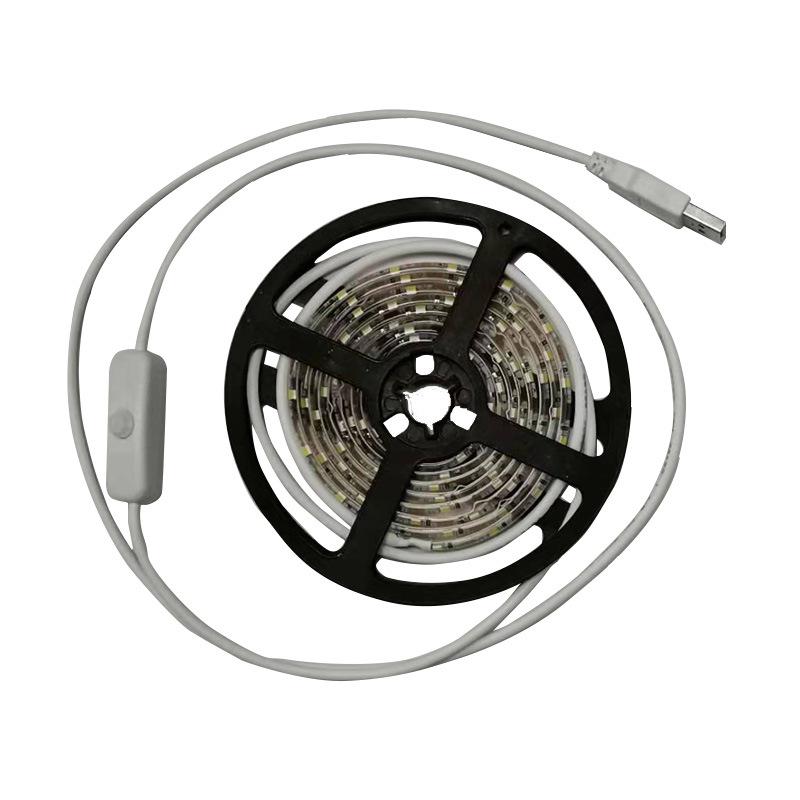 5-V-USB-LED-Lichtleiste mit Schalter, Modell 2835, selbstklebend für Wohnheim oder Arbeitszimmer