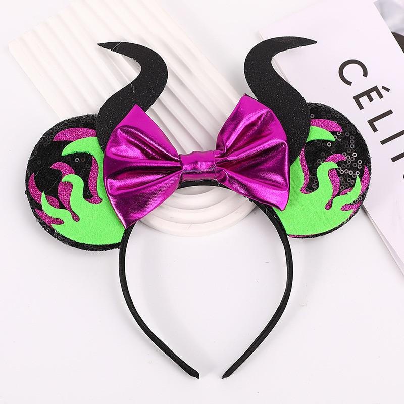 

Mouse Disney Halloween Cos Hair Hoop Headband Ears Sequin Bow Prop Party Style 1