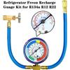 R134A Refrigerator Freon Recharge Hose Kit, R134A AC Refrigerant Charging Hose Gauge, Bullet Piercing Valve Hose Refrigerant Can Tap
