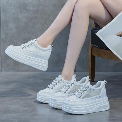 Plateau-Muffin-Schuhe Damen Frühling neue Strass Schnürschuhe kleine höhenerhöhende Sportschuhe High-End Freizeitschuhe
