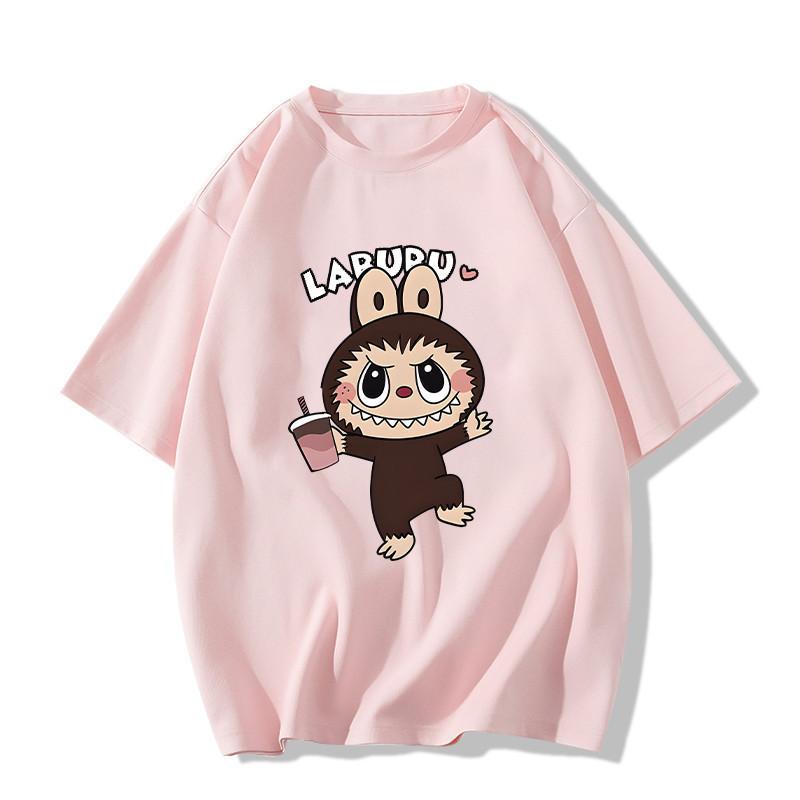 

Футболка милый мультяшный принт Лабубу свободная с коротким рукавом L