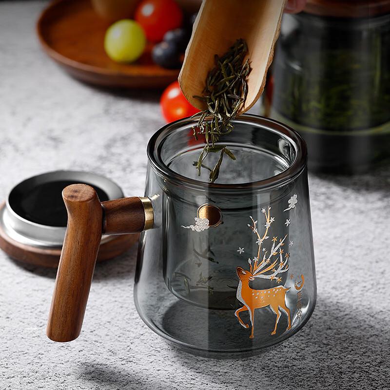 Shangqi Deer Design Glass Tea Infuser Mug