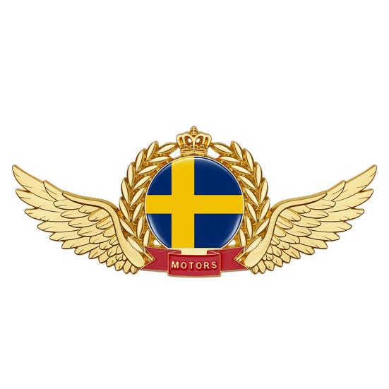 Delikat bil 3D dekorativ vattentät klistermärke Anti-rost Wing Crown National Flag 3D Emblem för bil
