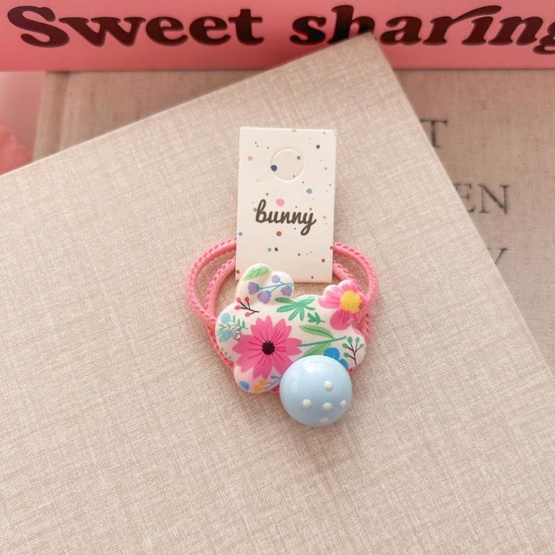 1 Pair Kid Hair Band Cute Sweet Floral Heart Bear Crystal Hair Rope for Baby Girl Little Girl Hair Accessories