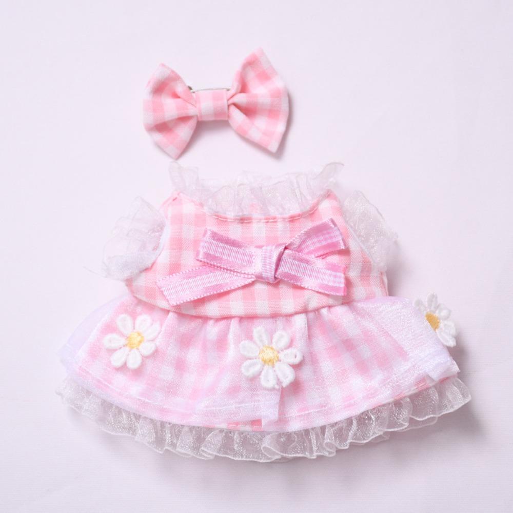 

Клетчатое платье для куклы Лабубу, сумка-мишка, 17 см, плюшевая одежда для кукол, хлопковые аксессуары для кукол Style 2